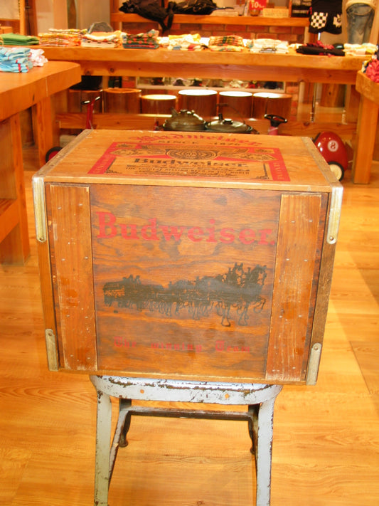 U.S.A. Vintage Wooden BUDWEISER Crate Anheuser - Bisch Beer Box 美國古董木製Budweiser啤酒盒